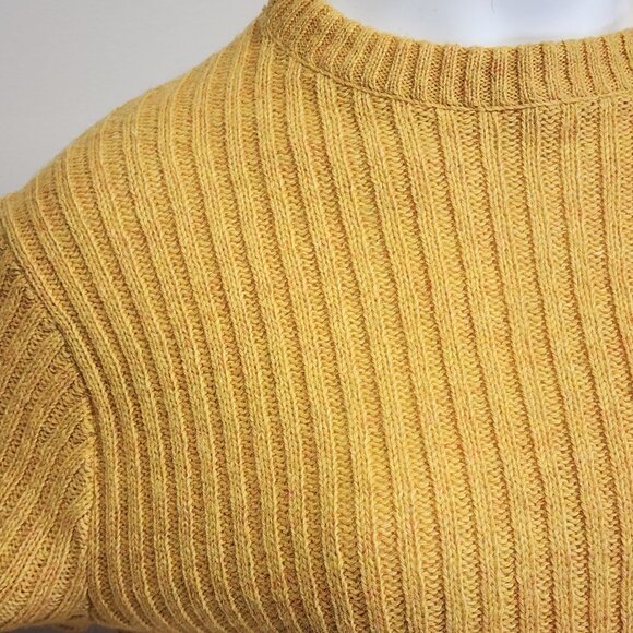 Vtg 60s/70s GRUBB STUFF Robert Bruce Mustard Yellow Wool Rib Sweater Womens L/14 - Picture 6 of 8